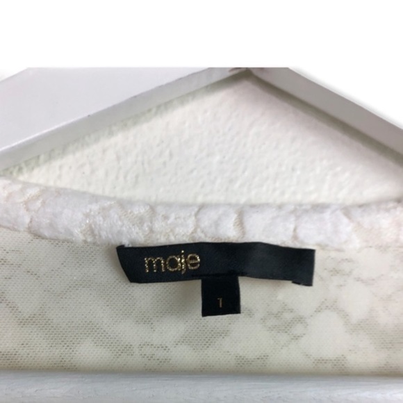 Maje White Floral Lace Long Sleeve Blouse Top - Picture 3 of 9